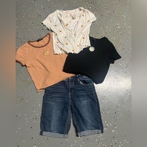 Girl kids 4 item clothes Arizona capri pants shirt 16-18